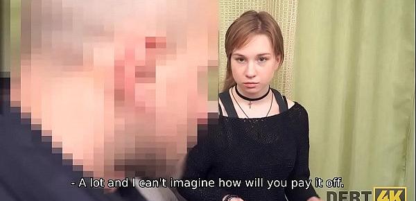  DEBT4k. Young debtor pays for debts using tender mouth and vagina
